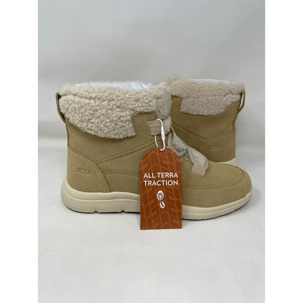 JBU Freeze Faux Fur Winter Boots Women's Size 8M Tan NEW All Terra Traction New*